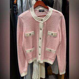 Karl Lagerfeld Pink and White Knit Sweater